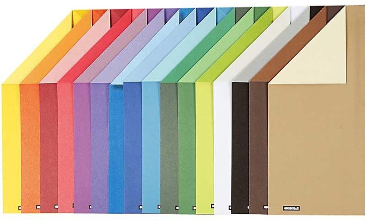 Creativ Company Farbbalkenkarton, A4, Blatt 210x297 mm, 250 gr, 16 verschiedene Blätter 1 Karton