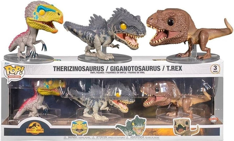 Funko-Pop! Jurassic World: Dominion – Therizinosaurus Giganotosaurus T-Rex Exklusives 3er-Pack