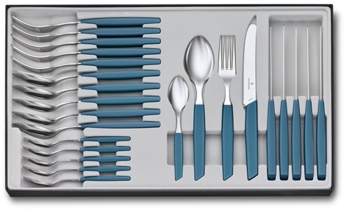 Victorinox Besteckset Swiss Modern - 24-teilig - Pastellblau - Edelstahl PP