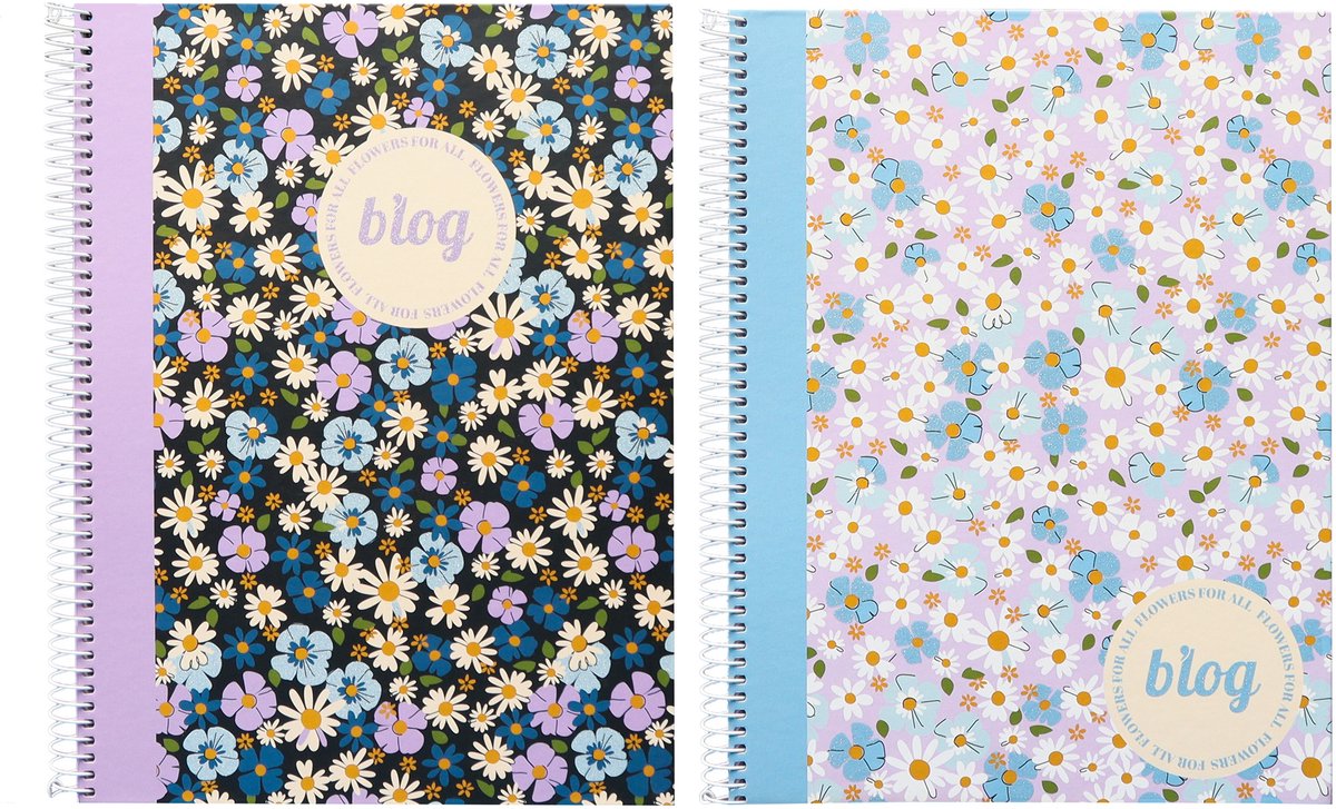 Känguru-Spiralblock – B'log-Blumen – Größe A4 – mit Linie – 2 Stück – an-123876-a