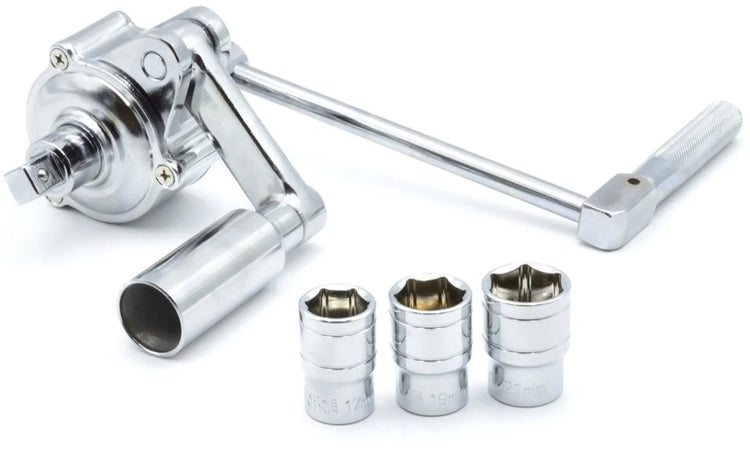 Kraftübertragungsschlüssel von Geko – Verhältnis 1:16 – inklusive Stecknüssen 17 mm, 19 mm, 21 mm