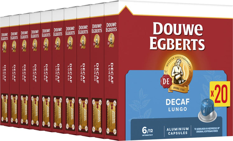 Douwe Egberts Lungo Kaffeetassen entkoffeiniert – Intensität 6 12 – 10 x 20 Kapseln