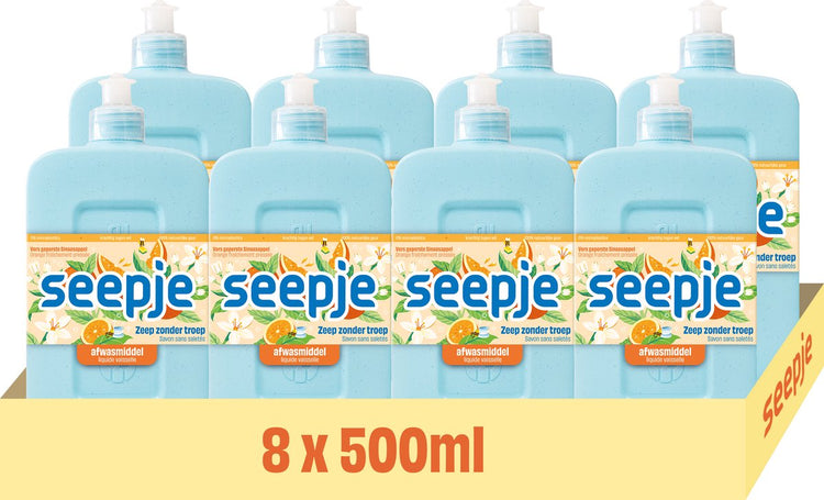 Seepje Spülmittel frisch gepresster Orangenduft – 8 x 500 ml – Vorteilspack