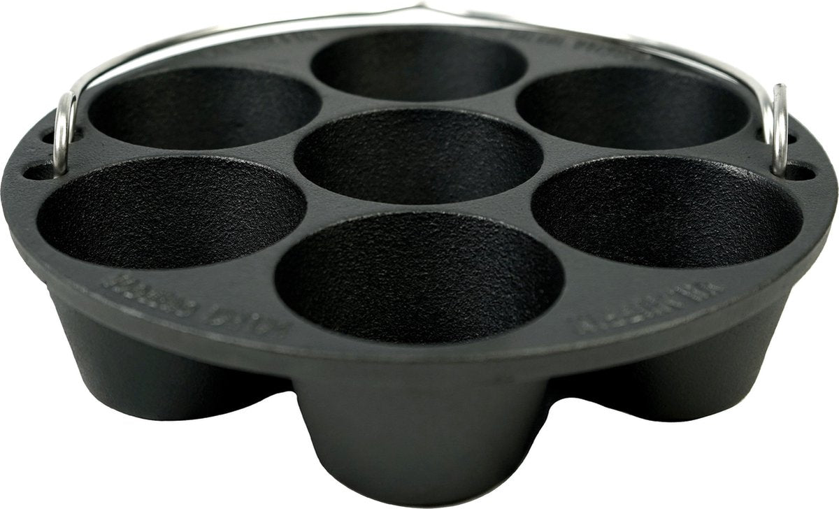Valhal Outdoor Muffinform Muffinform – Gusseisen – 22 cm, mit Griff – passt in den Schmortopf – vh.muffin