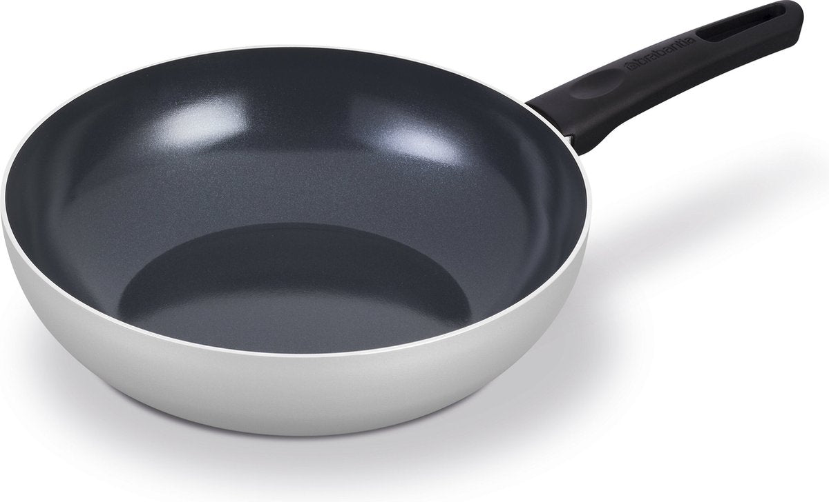 Brabantia Indu+ Wokpfanne ø 28 cm – 100 % PFAS-frei – Keramik-Antihaftbeschichtung – Induktionsbratpfanne – spülmaschinenfest – Grau