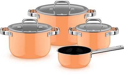 WMF Fusiontec 2.0 Mineral Pro - Pfannenset - 4-teilig - Papaya Orange - Induktion - Kratzfest - Für alle Herdarten geeignet