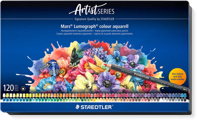 Staedtler - Künstlerserie - mars® lumograph® color aquarell 104 - Metallset mit 120 Farben