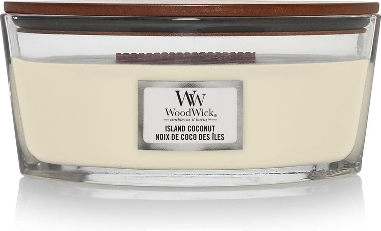 Woodwick Heartwick Flame Ellipse Duftkerze – Inselkokosnuss – 50 Brennstunden