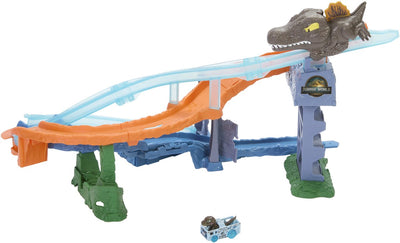 Hot Wheels Raceverse Jurassic World Crash Splash Cluedo Spiel Orange