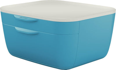Leitz gemütliches Schubladenelement – Kommode mit 2 Schubladen – Schubladenbox für Schreibtisch – ideal für Heimbüro, Arbeiten von zu Hause aus – ruhiges Blau