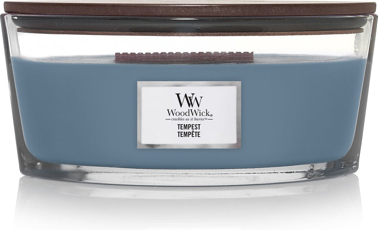 Woodwick Heartwick Flame Ellipse Duftkerze – Sturm – 50 Brennstunden