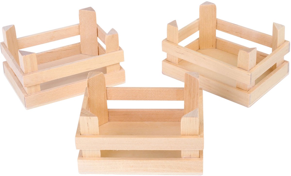 Kleine Fußholzkisten klein 10x8x5,5 cm, 3 -Set von 3
