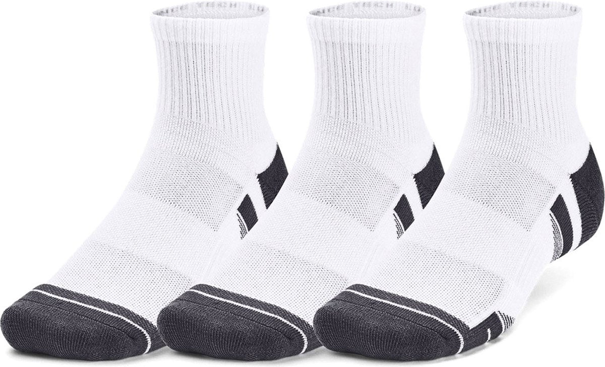 Under Armour ua Performance Tech 3pk qtr-wht Unisex-Sportsocken – Weiß – Jet Grey