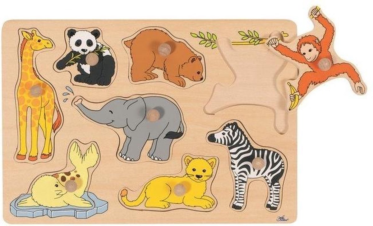 Goki Holz Nick Puzzle Wild Young Tiere, 8st.
