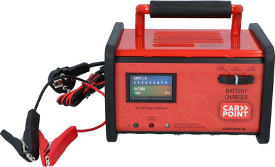 Carpoint Batterieladegerät 6V 12V - Erhaltungsladegerät Schnellladegerät - für Blei-Gel-Batterien - gesichert - analoges Messgerät - universell einsetzbar
