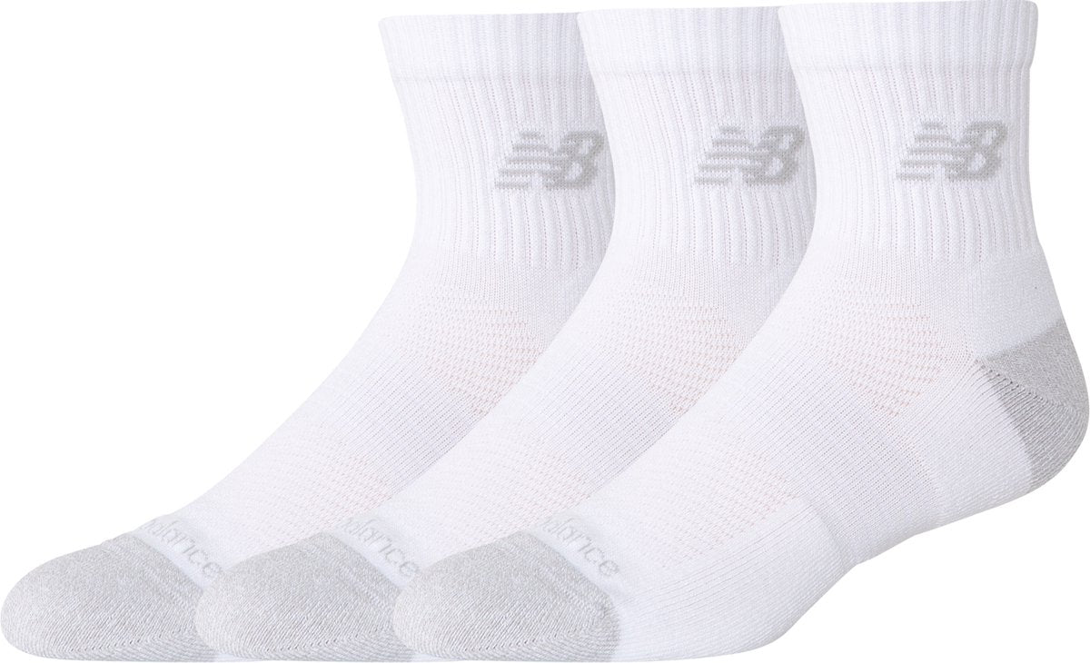 New Balance Active QTR Socken 3er-Pack Unisex-Sportsocken – Weiß