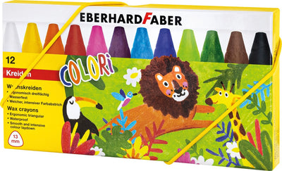 Eberhard Faber Wachsmalstifte – Farben – 12 Stück – im Karton – wasserfest – ef-524010