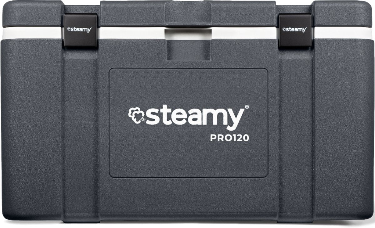 Steamy pro 120 – große Kühlbox – extra gut isoliert – 120 Liter – grau