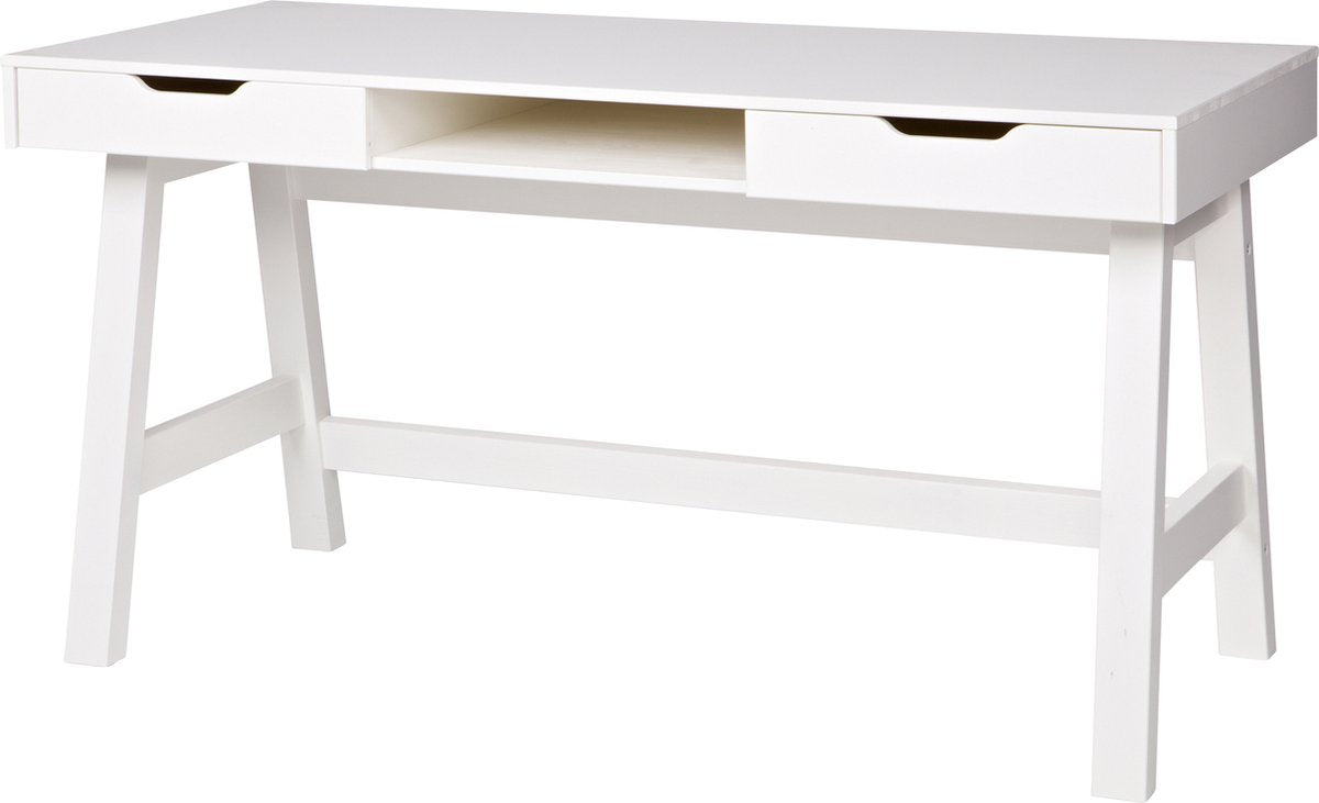 Woood Nikki Schreibtisch – Kiefernholz – weiß – 75 x 140 x 62