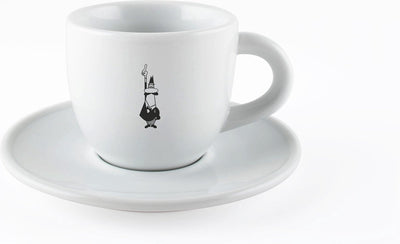 Bialetti Cappuccino- oder Kaffeetasse mit Untertasse – Porzellan – Weiß – Originalgeschirr