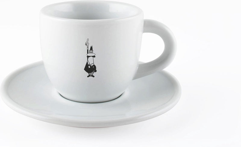 Bialetti Cappuccino- oder Kaffeetasse mit Untertasse – Porzellan – Weiß – Originalgeschirr