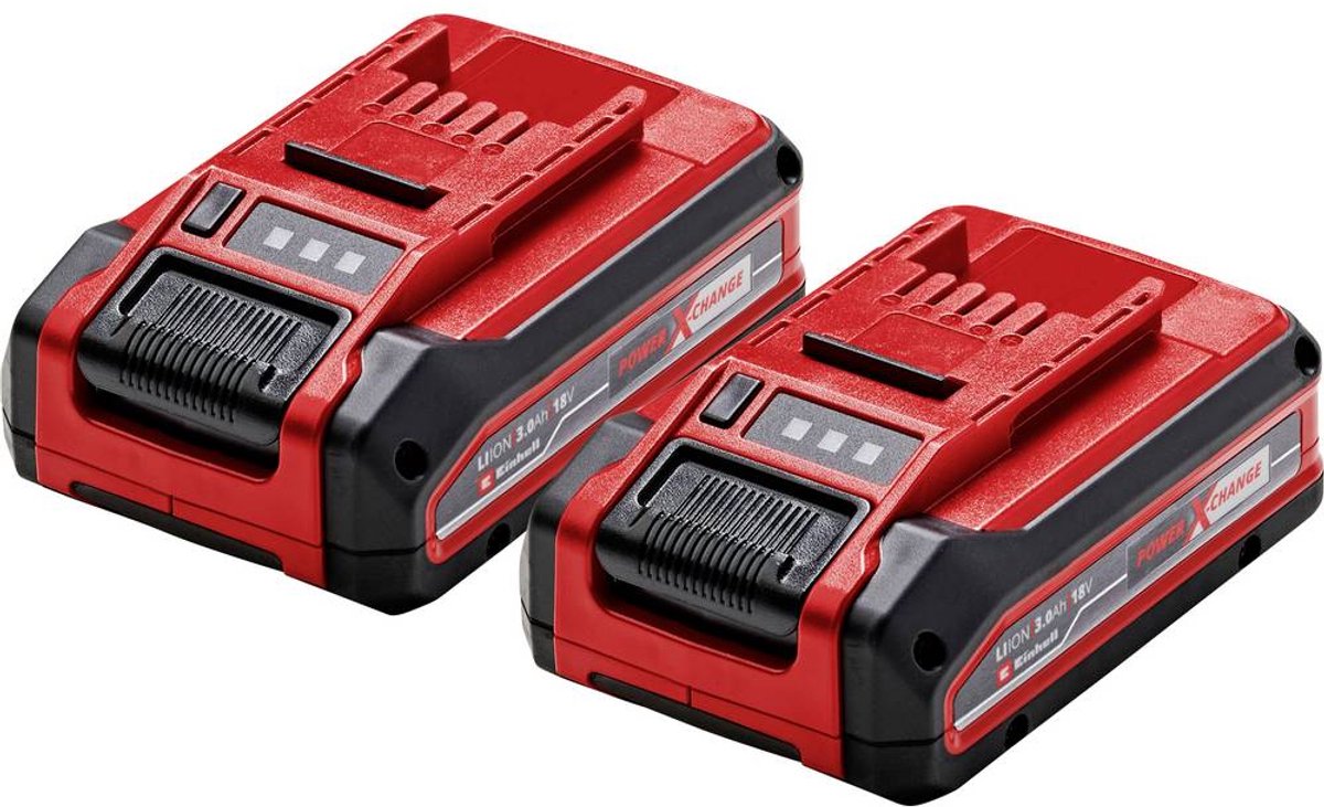 Einhell Twinpack 3,0 Ah Plus Akku - Power X-Change - 18 V Li-Ion - 2x 3,0 Ah Akku - max. Leistung: 900 W – aktives Batteriemanagementsystem