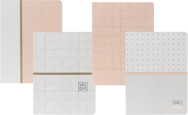 Ancor Notizbuch, einzigartig, A5, Diamant, 5 mm, 48 Blatt, 90 Gramm, Schrumpffolie, 4 Stück, Rosa und Weiß