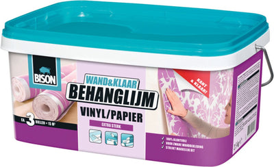 Bison wall ready® Tapetenkleber Vinylpapier Eimer 2,5 kg, gebrauchsfertig, leicht aufzutragen, korrigierbar, gute Haftung, für alle Tapetenarten mit Vliesträger
