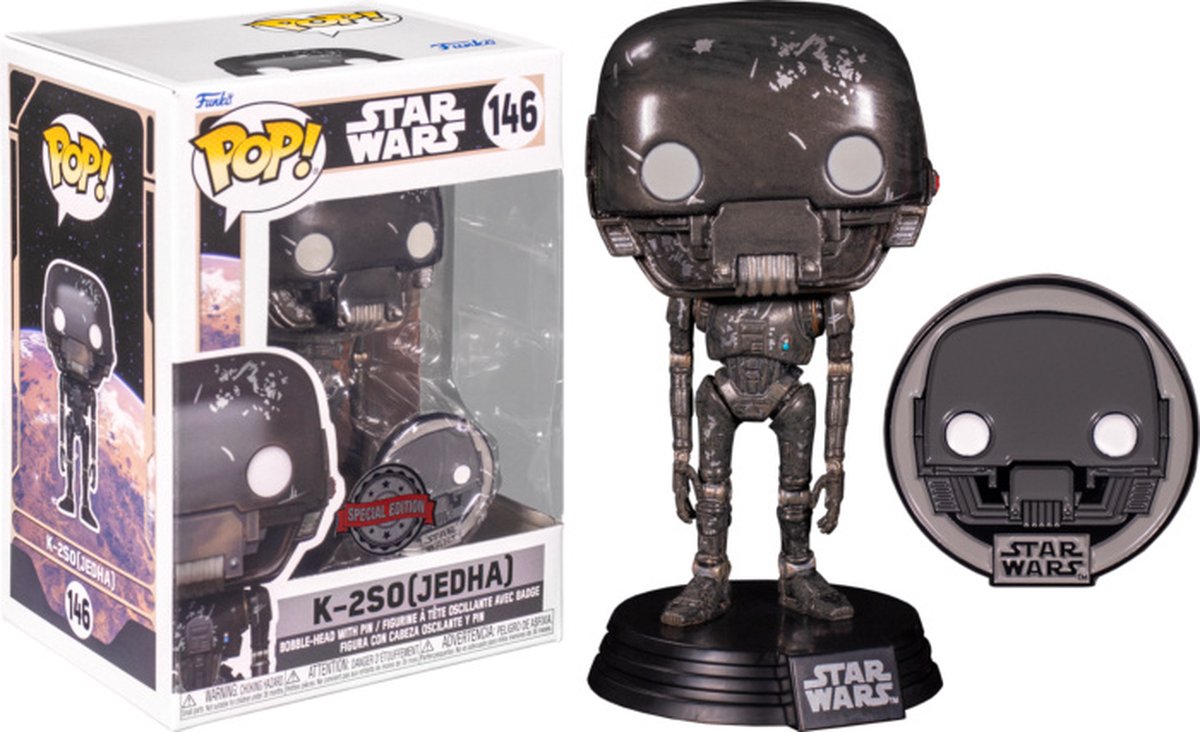 Funko-Pop! Star Wars: Quer durch die Galaxie – k-2so Jedha mit Anstecknadel