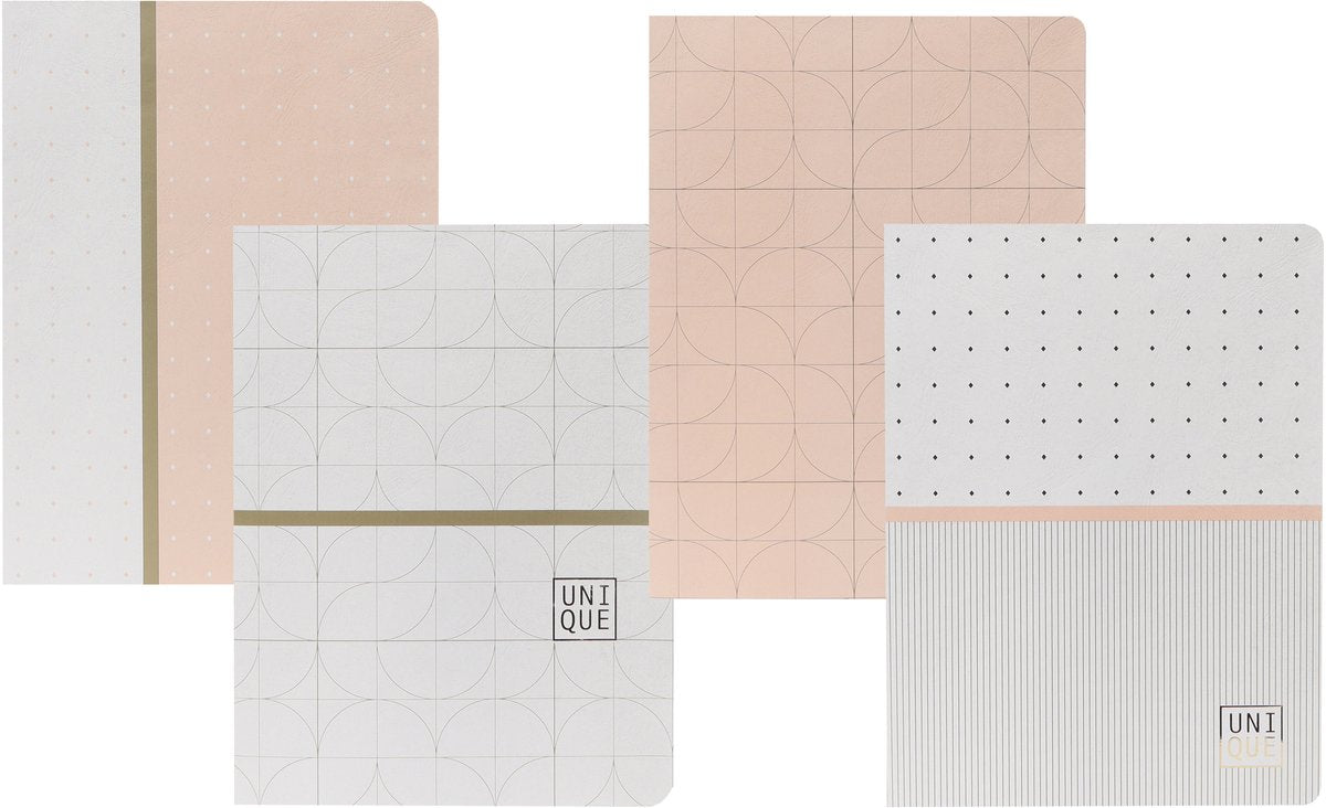 Ancor Notizbuch, einzigartig, A4, Diamant, 5 mm, 48 Blatt, 90 Gramm Schrumpfung, 4 Stück, rosa und weiß