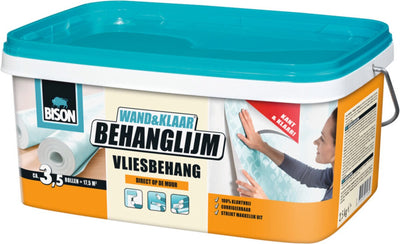 Bison wall ready® Tapetenkleber Vliestapete Eimer 2,5 kg, gebrauchsfertig, leicht aufzutragen, korrigierbar, gute Haftung, für alle Tapetenarten mit Vliesträger