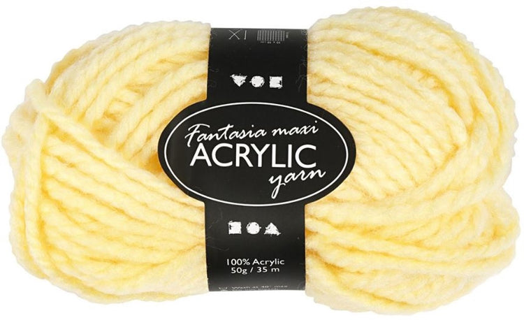 Creativ Company Fantasia Acrylgarn, L: 35 m, Maxi, hellgelb, 50 g 1 Knäuel