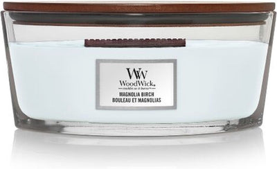 Woodwick Heartwick Flame Ellipse Duftkerze – Magnolienbirke – 50 Brennstunden