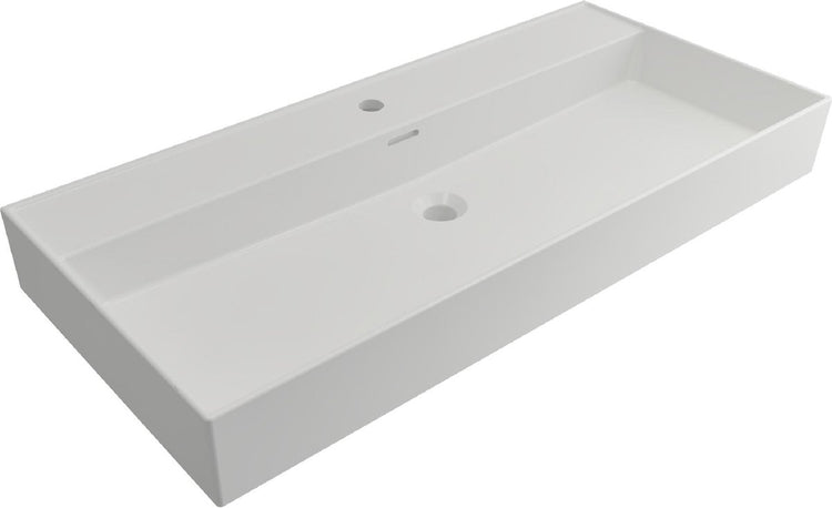 Plieger Kansas Waschbecken - 100x45 cm - mit Hahnloch - mattweiß