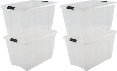 Iris Topbox-Aufbewahrungsbox – 60 l – Kunststoff – transparent schwarz – 4er-Set