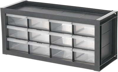 Iris Werkstatt-Organizer 12 Schubladen – DPC-12 Teileschrank – Übersichtsorganisation – Kunststoff – Grau Schwarz