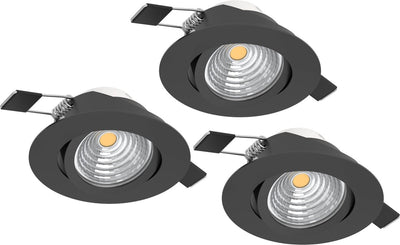 Eglo Saliceto Einbaustrahler - LED - ø 8,8 cm - Schwarz - dimmbar - 3er-Set - neigbar