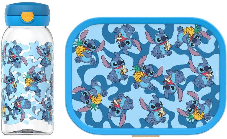 Mepal Lunchset (Trinkflasche mit Flip-Cap-Brotdose) Campus - 600 + 750 ml - Lunchbox und Trinkbecher für Kinder - Bento-Box - Trinkflasche mit Flip-Cap - Stitch