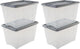 Iris neue Topbox-Aufbewahrungsbox – 60 l – Kunststoff – transparentes Silber – 4er-Set