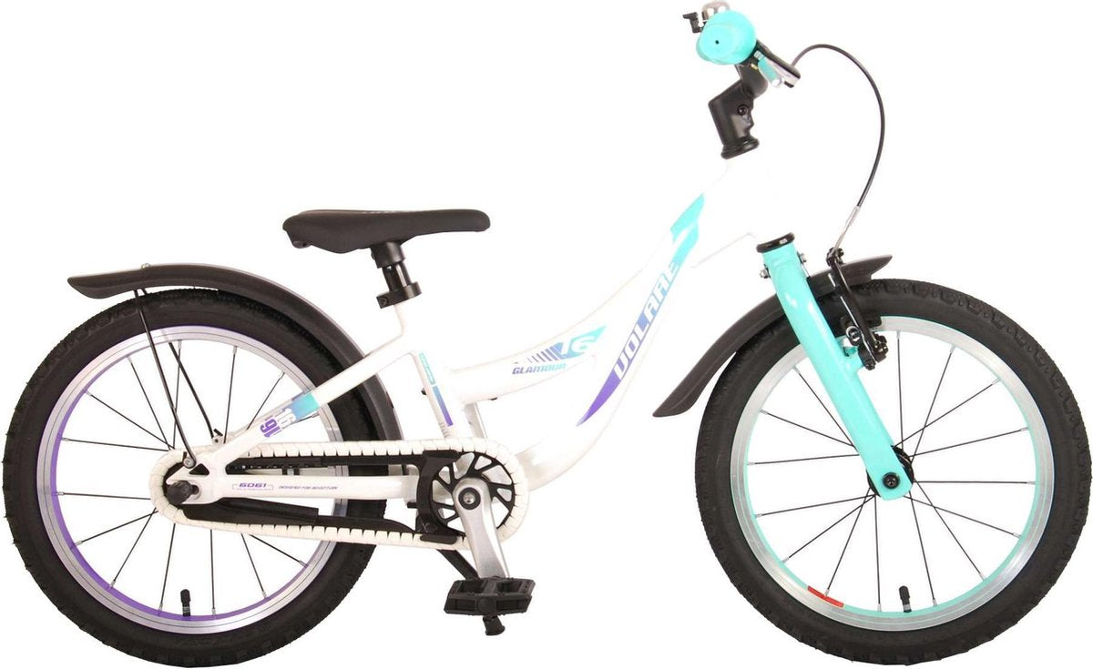 Volare Glamour Children's Bicycle - Girls - 16 Zoll - Weiße Minze Grün - Prime Collection
