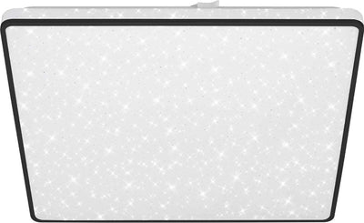 Briloner - LED Deckenlampe - Deckenlampe mit Sternenhimmel - Sternendekor - neutralweißes Licht - 37x37x4,5 cm - Schwarz