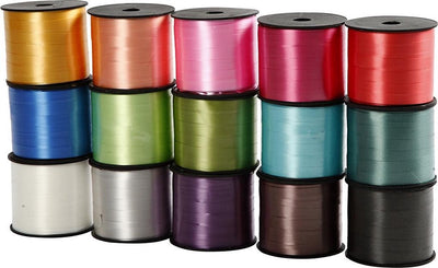 Creativ Company Geschenkband, B: 10 mm, glänzend, verschiedene Farben, 15x50 m 1 Box