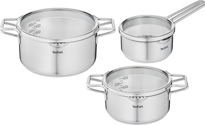 Tefal Nordica - Pfannenset - 3-teilig - Induktion - Edelstahl - für alle Herdarten geeignet