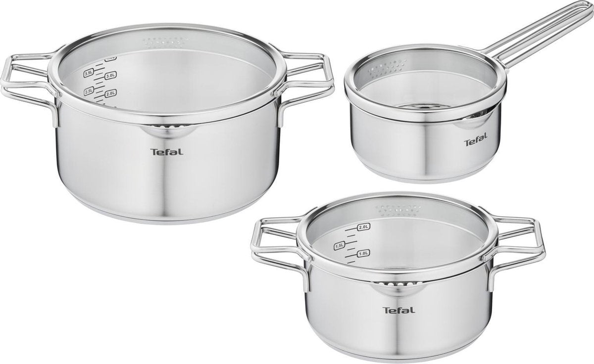 Tefal Nordica - Pfannenset - 3-teilig - Induktion - Edelstahl - für alle Herdarten geeignet