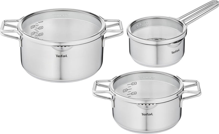 Tefal Nordica - Pfannenset - 3-teilig - Induktion - Edelstahl - für alle Herdarten geeignet