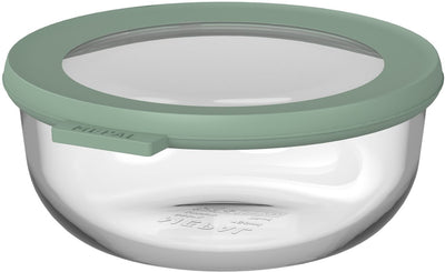 Mepal Lebensmittelbehälter aus Glas rund Cirqula – 750 ml – Lebensmittelbehälter aus Glas – hitzebeständig bis 550 °C. ohne Deckel – Meal-Prep-Behälter – nordischer Salbei