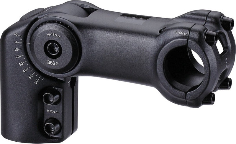BBB Fahrradvorbau verstellbar 80 mm – verstellbarer Vorbau für Rennrad, E-Bike MTB – 25,4 mm Vorbauverlängerung – -40° +60° Winkel – Highfix – BHS-34