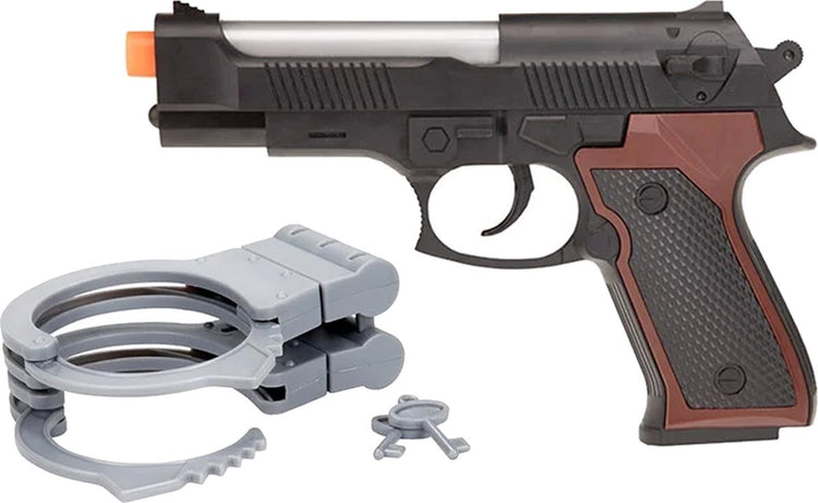 Die Polizei setzte Handschellen und Waffe mit Licht und Klang fest