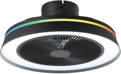 Eglo Vallonia Deckenventilator mit Lampe – ø 48 cm – 3 Geschwindigkeiten – einstellbares weißes Licht – RGB – dimmbar – DC-Energieeinsparung – Schwarz