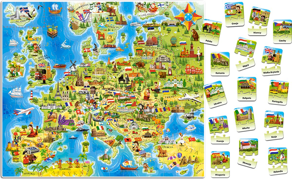 Castorland-Lernrätselkarte von Europa